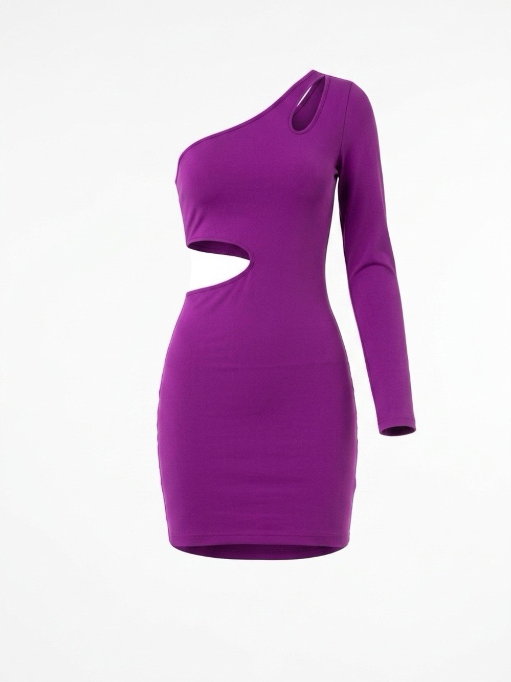 Asymmetric One-Shoulder Cutout Mini Dress by Boulee